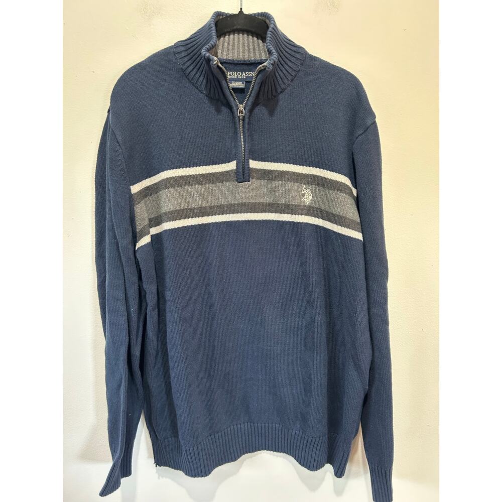 Polo Ralph Lauren quarter zip sweater mens XL blue classic